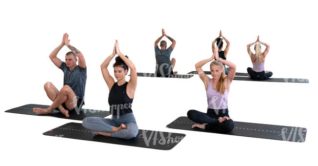 cut out group of people attending yoga class