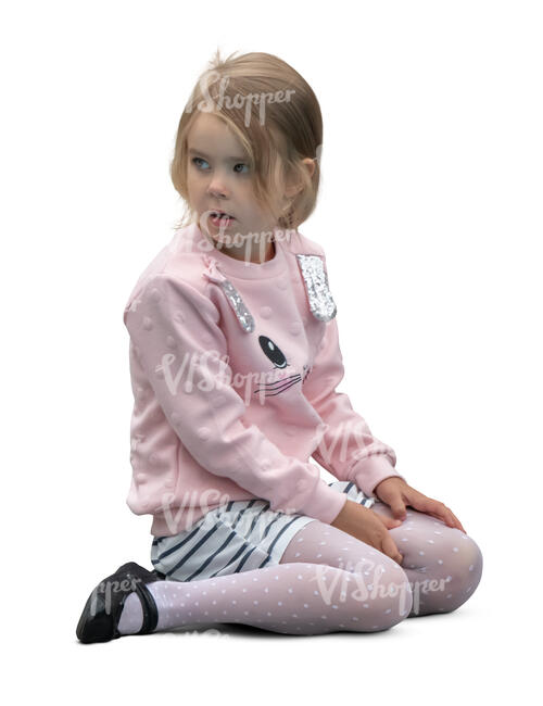 cut out little girl sitting on the ground