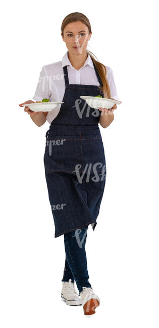 cut out waitress serving food