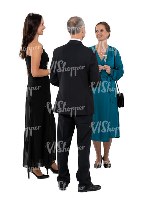 cut out group of people talking and drinking champagne