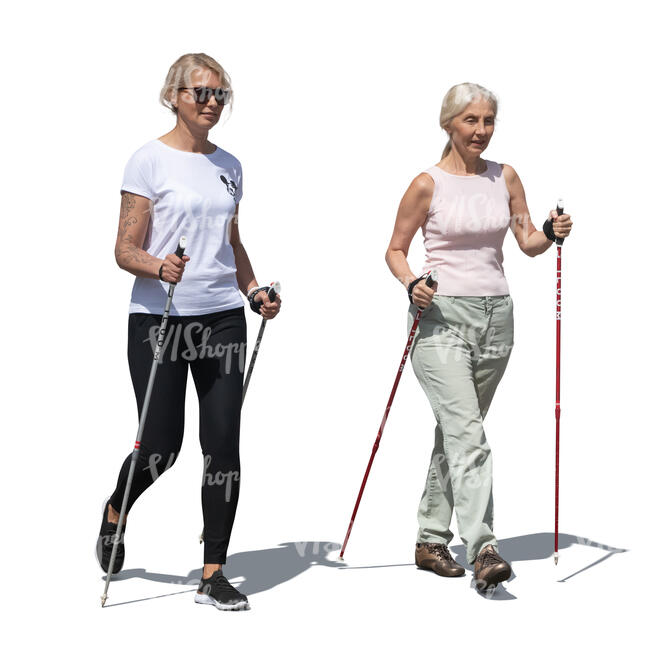 two cut out women nordic walking