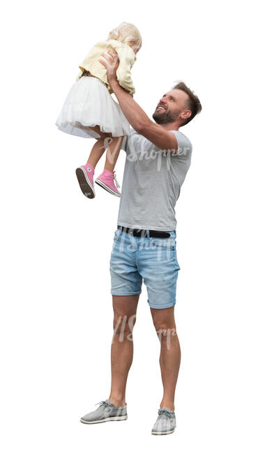 cut out father lifting his daughter up in the air