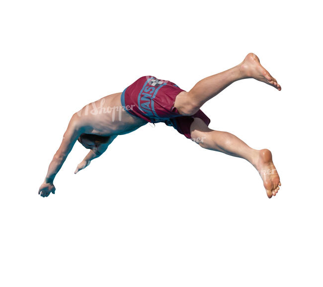 cut out man jumping into pool