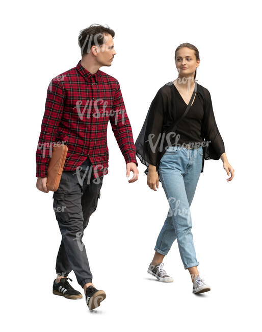 two cut out people walking