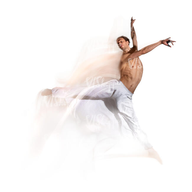 cut out motion blur image of a male ballet dancer