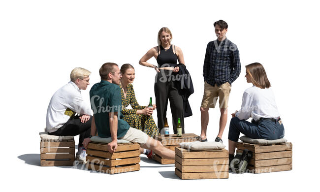cut out group of young people hanging in a hipster cafe