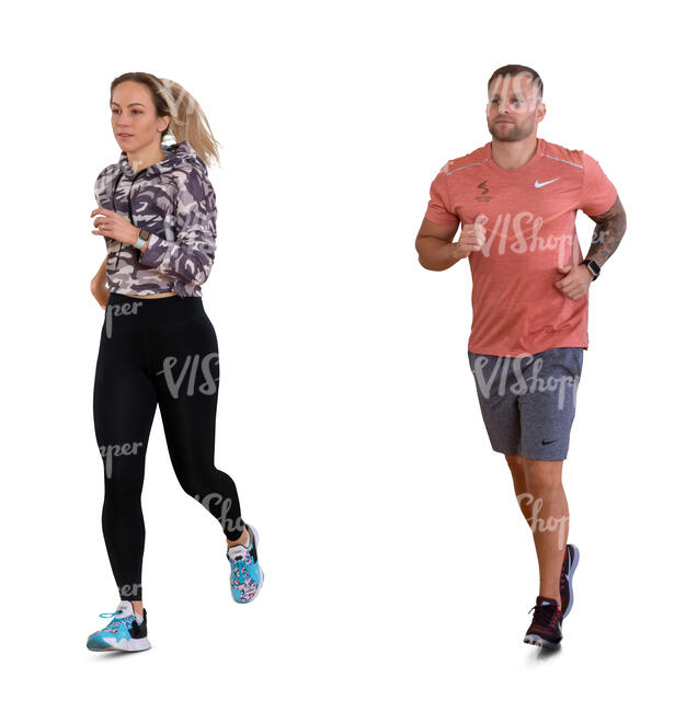 two cut out people running