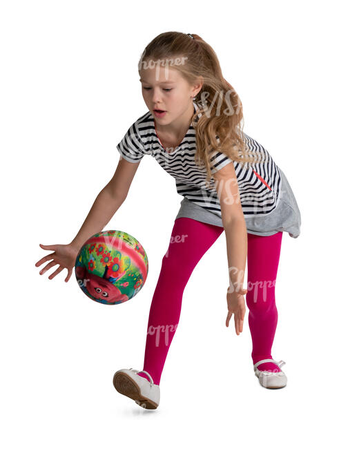cut out little girl playing with a ball