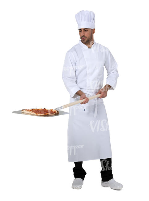 cut out male chef making pizza