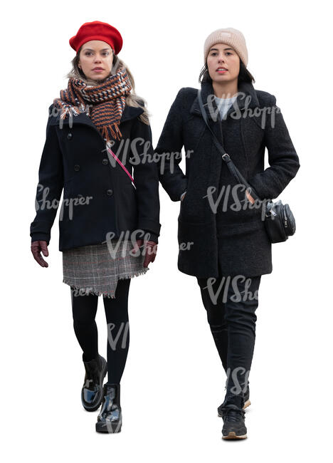 two cut out women walking in autumn