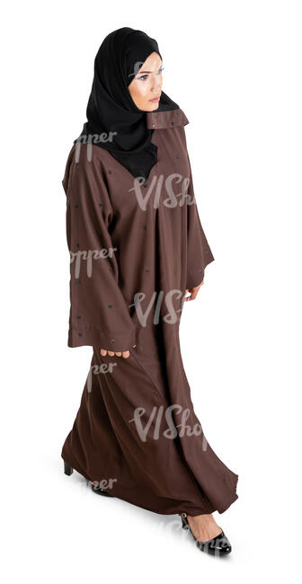 cut out muslim woman walking