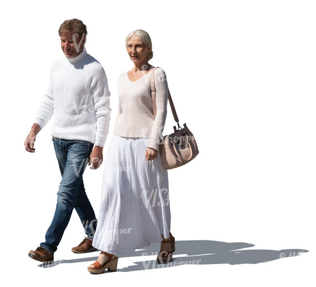 two cut out people walking