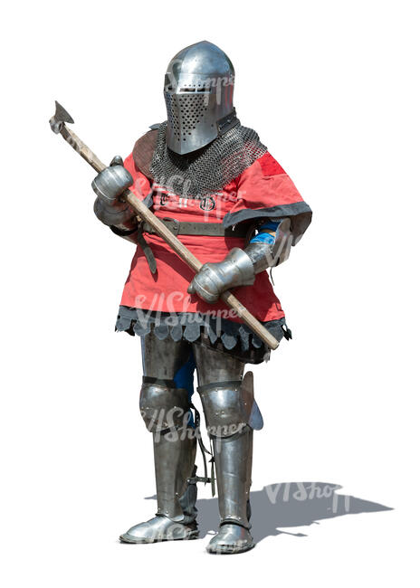 cut out medieval knight standing in guard