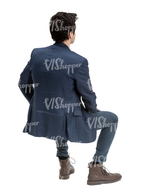 cut out man sitting seen from back angle