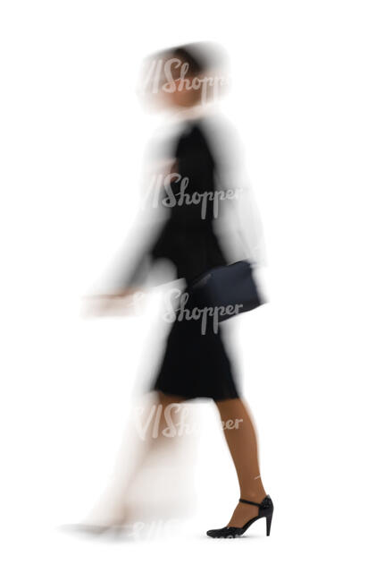 cut out motion blur image of a businesswoman walking