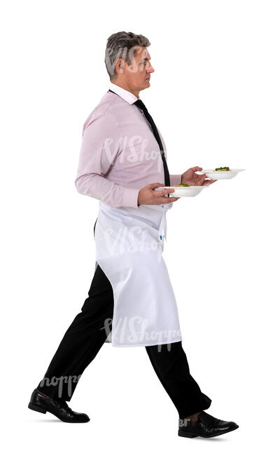 cut out waiter walking with two pasta plates