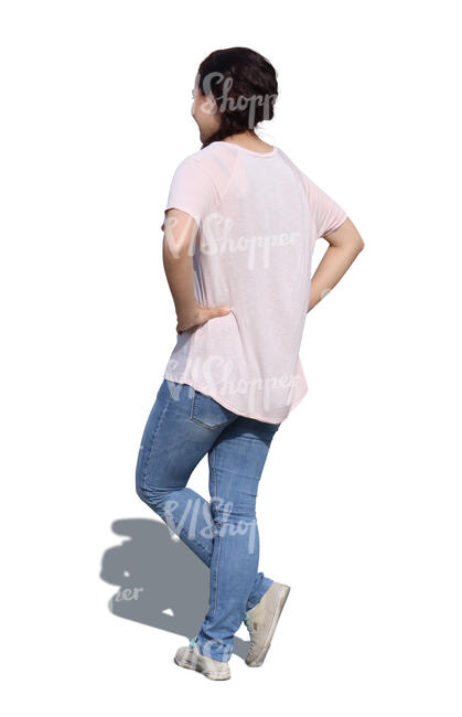 cut out woman standing hands on hips