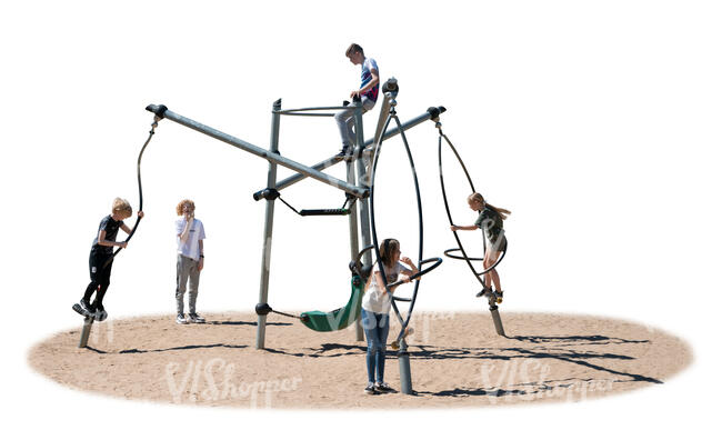 cut out group of children playing on a playground