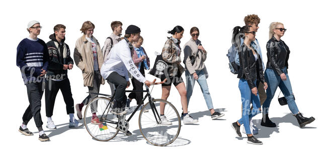 cut out group of teenagers walking