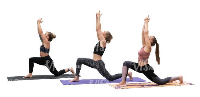 cut out group of women doing yoga exercises