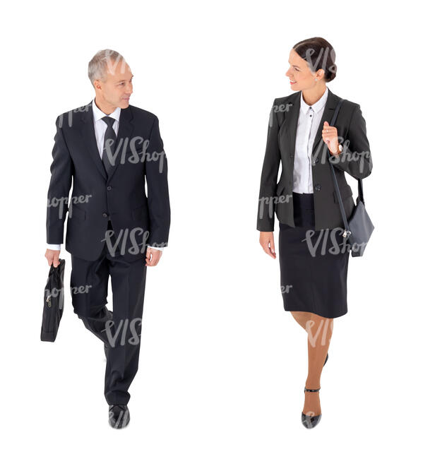 cut out top view of two businesspeople walking