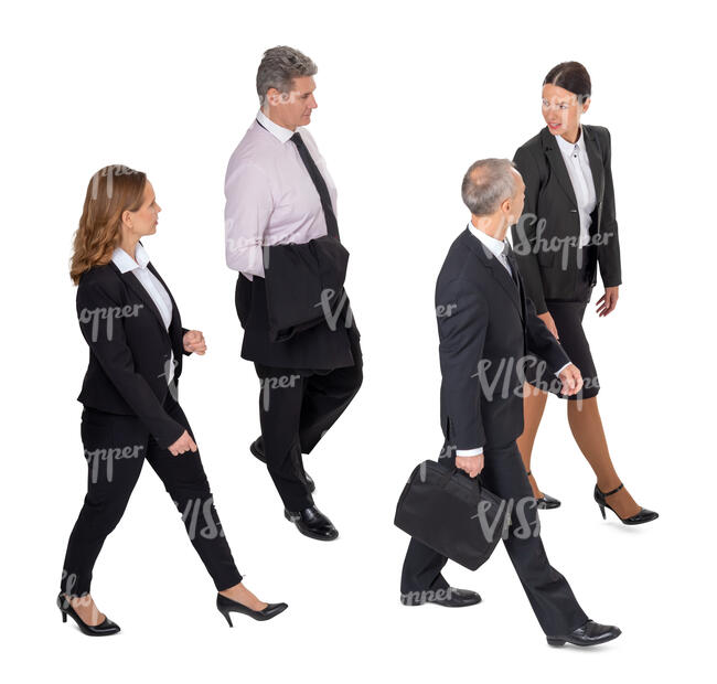 cut out group of business people walking seen from above