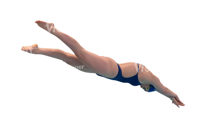 cut out female swimmer jumping into water