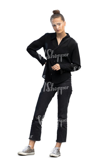 cut out young woman standing