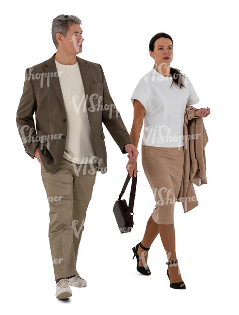 cut out man and woman walking