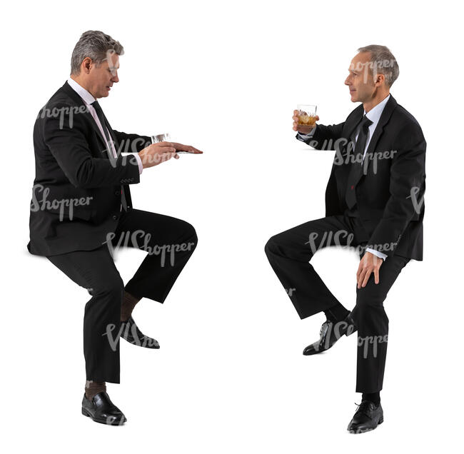 cut out men sitting in a bar and drinking
