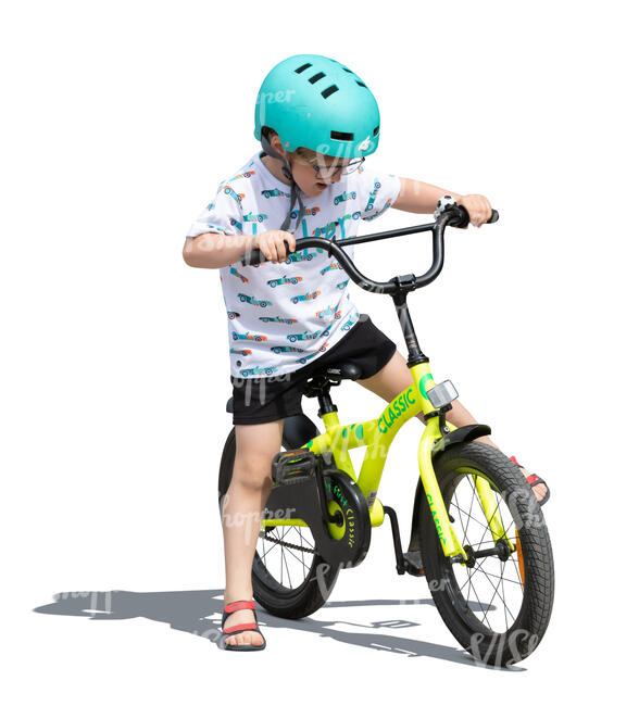 cut out little boy with a bicycle