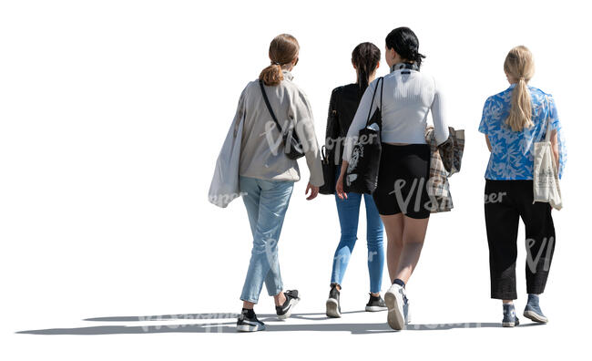 cut out group of teenage girls walking