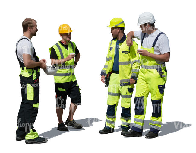 cut out group of workmen on a coffee break