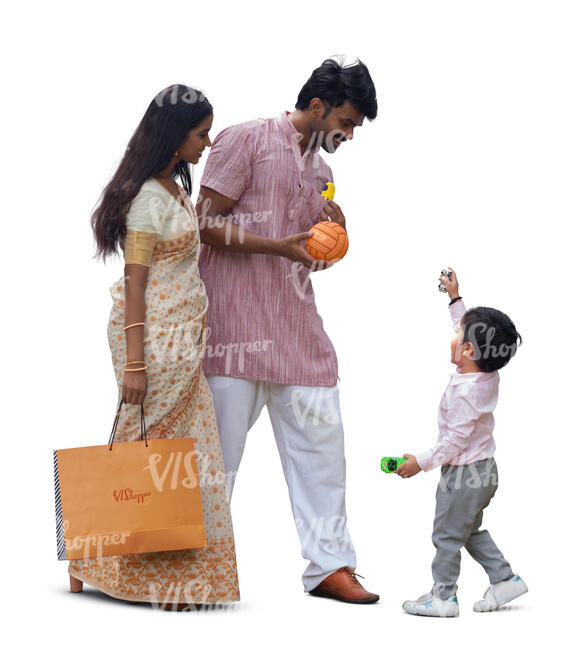 cut out indian family playing