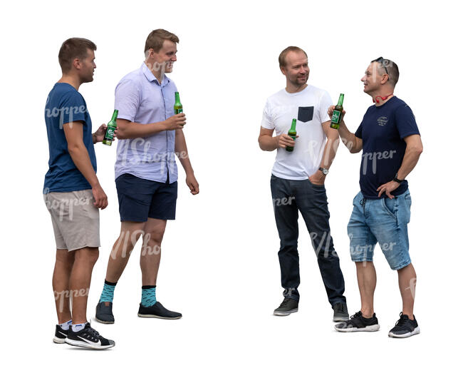 cut out group of men standing and drinking beer