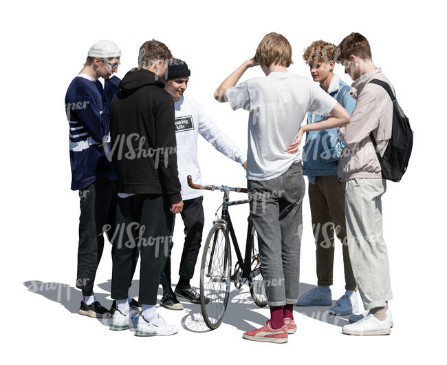 cut out group of teenage boys standing