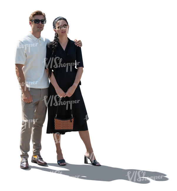 cut out backlit couple standing