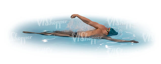 cut out man swimming in a pool
