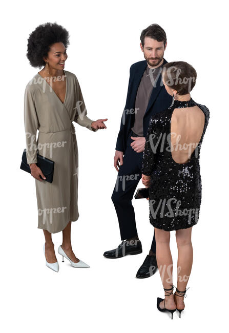 cut out group of party people standing and talking seen from above