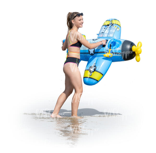 cut out teenage girl going swimming with a floatie