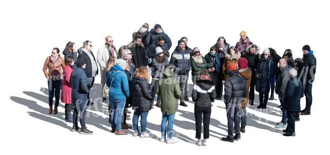 cut out large group of people standing seen from above