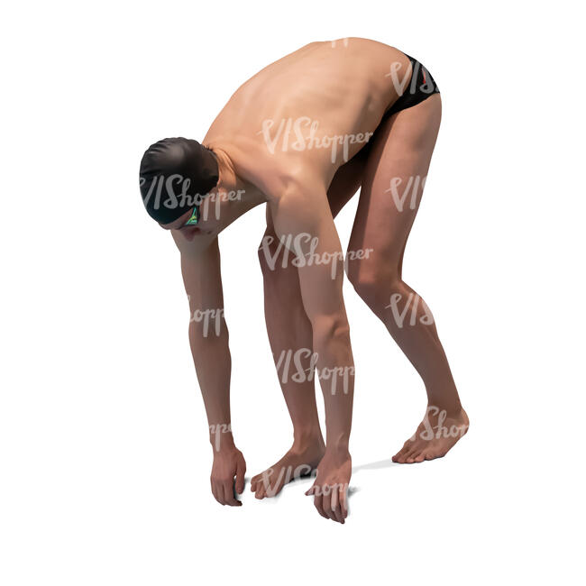 cut out swimmer preparing to jump into the pool
