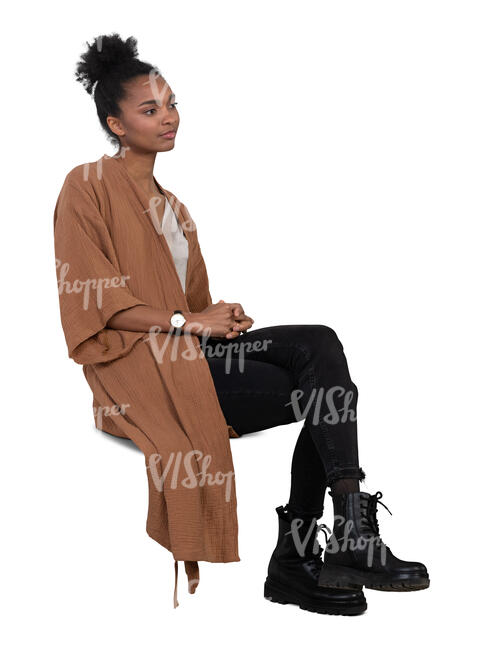 cut out woman sitting casually