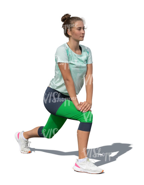 cut out young woman exercising outside