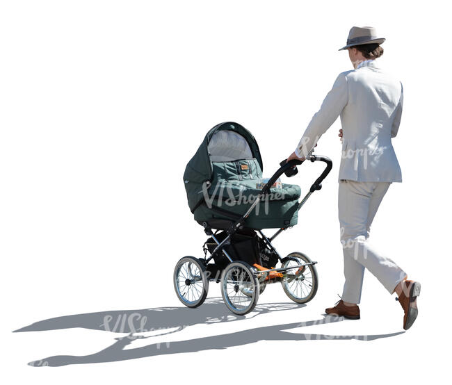 cut out backlit chic man walking a baby
