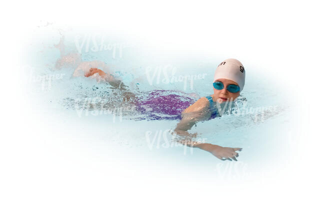 cut out little girl swimming in the pool