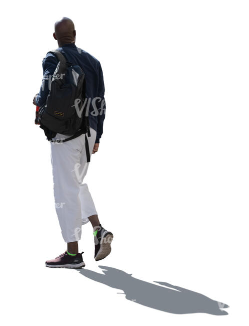 cut out backlit black man walking