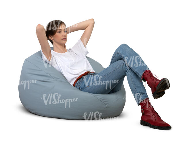 cut out woman sitting on a bean bag