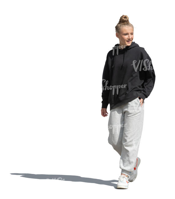 cut out young girl walking