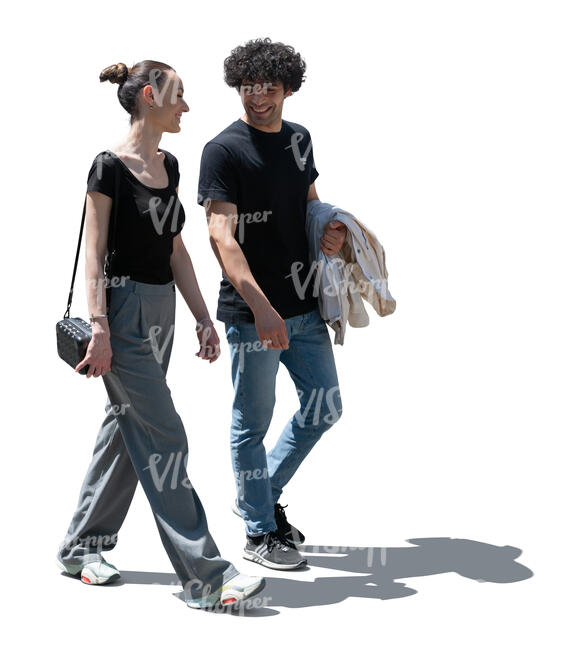 cut out man and woman walking together